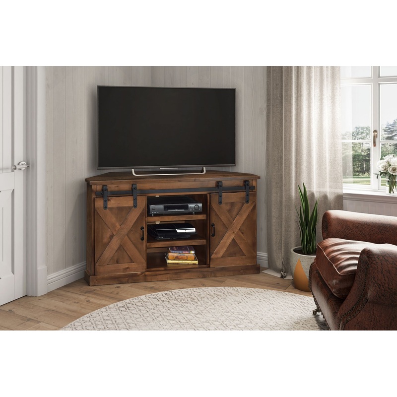 Farmhouse – Corner TV Stand – Aged Whiskey