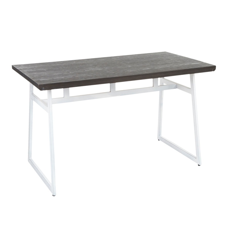 Geo – Industrial Dining Table – Vintage White / Espresso