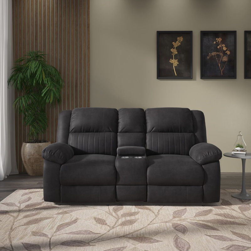 Marshall – Reclining Console Loveseat – Black