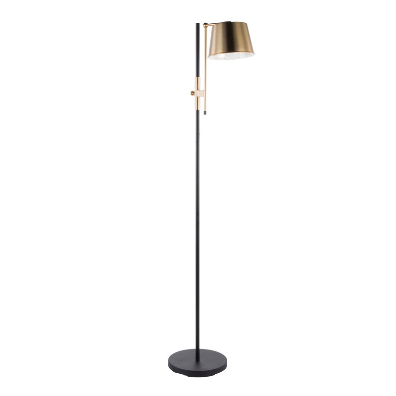 Metric – Industrial Floor Lamp – Black / Antique Brass