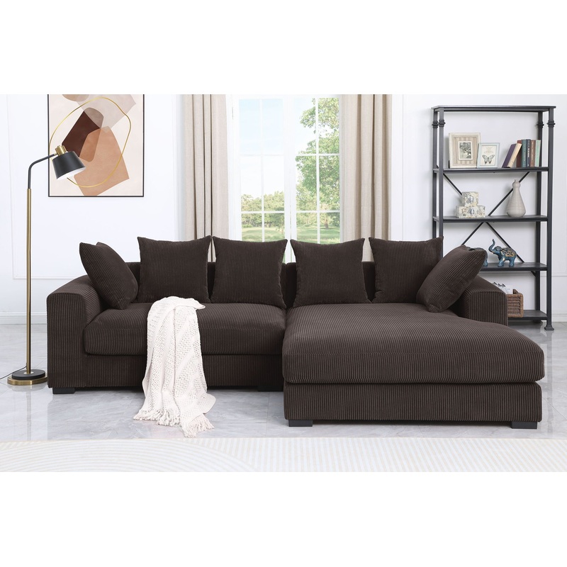 Naomi – 3 Piece Upholstered Sectional – Dark Brown