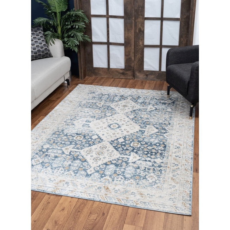 Noble – 5’3 X 7’3 Area Rug – Blue, Polyester