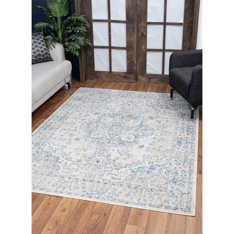 Noble – 5’3 X 7’3 Area Rug – Ivory, Polyester