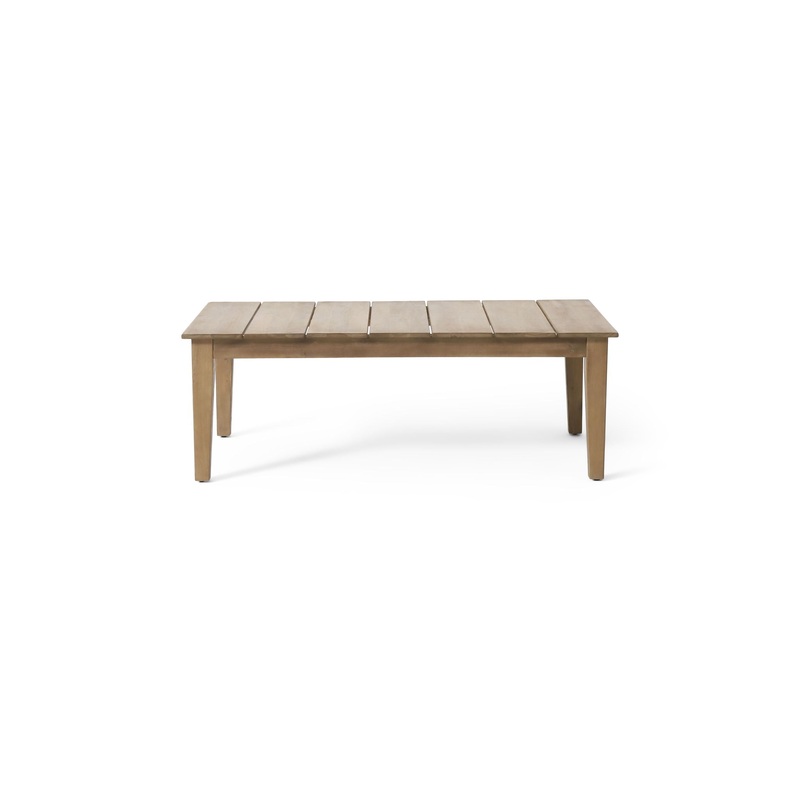 Outdoor Coffee Table With Slat Panel Top – Light Brown