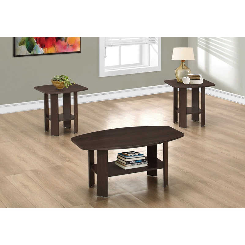 Table Set: Coffee, End, Side, Accent, Living Room, Transitional (Set of 3) – Espresso