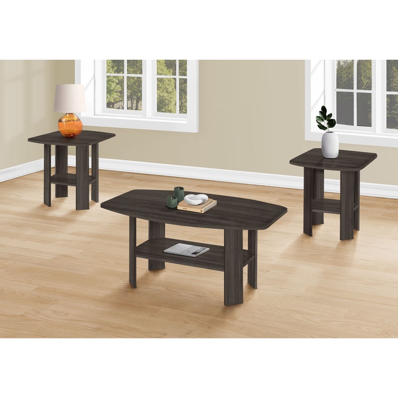 Table Set: Coffee, End, Side, Accent, Living Room, Transitional (Set of 3) – Oak