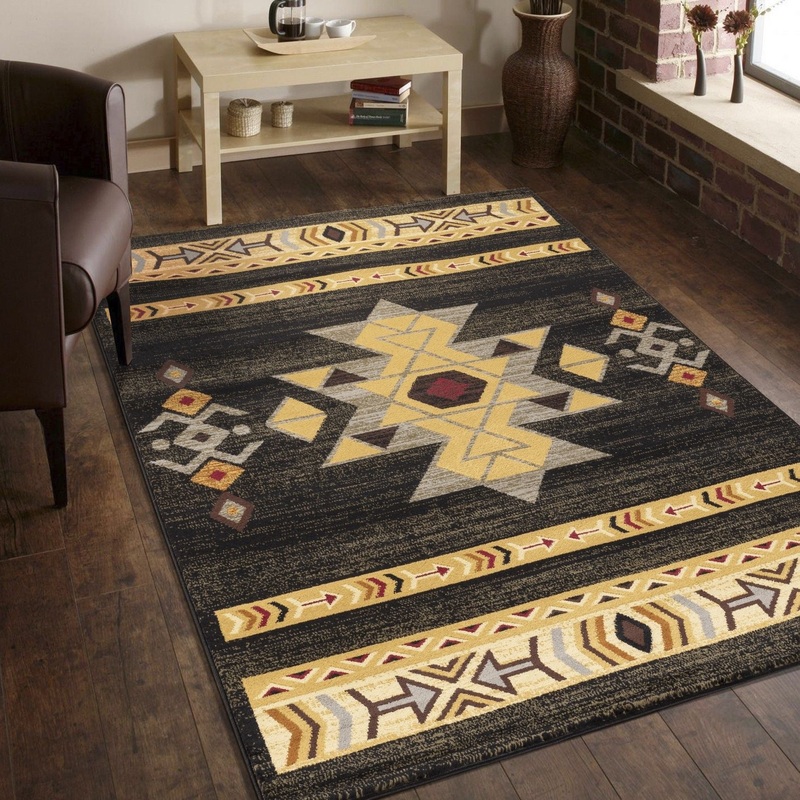 Tribes – 5’3 X 7’3 Southwest Area Rug – Black