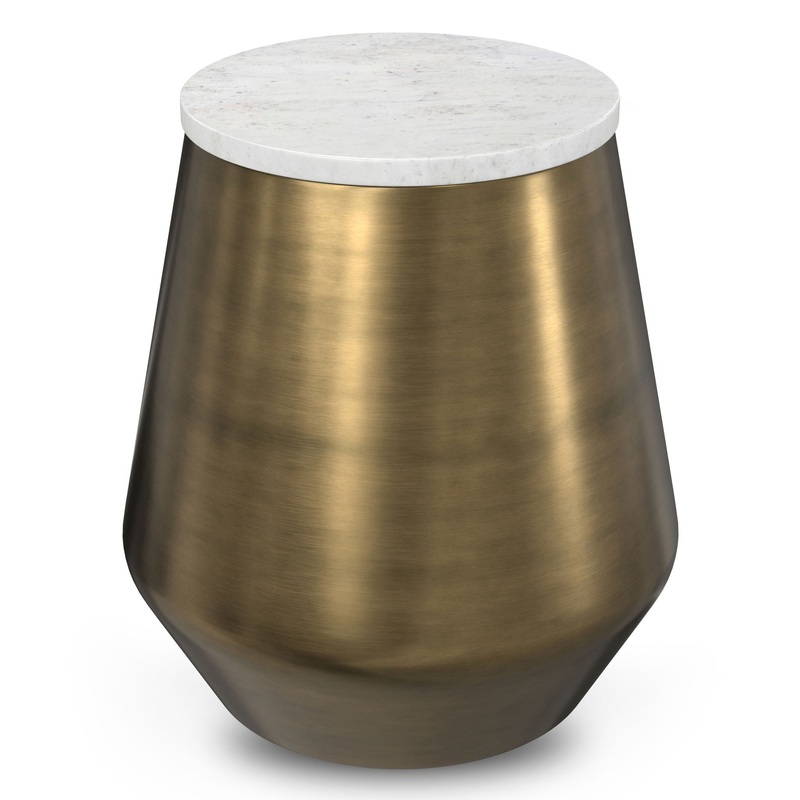 Benning – Side Table – Antique Brass / White