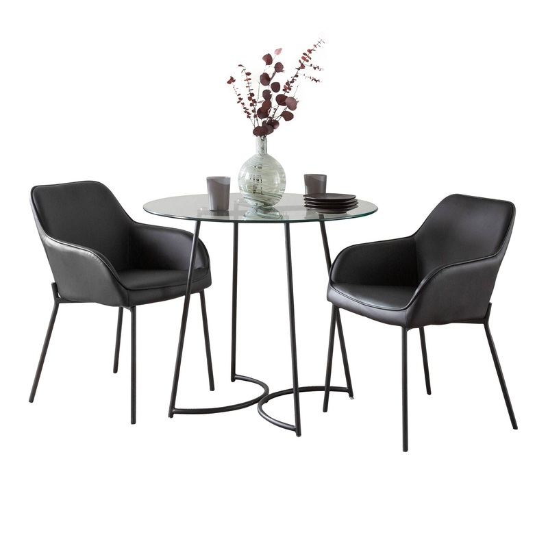 Cece Daniella – 3 Piece Contemporary Dining Set – Black / Clear / Black