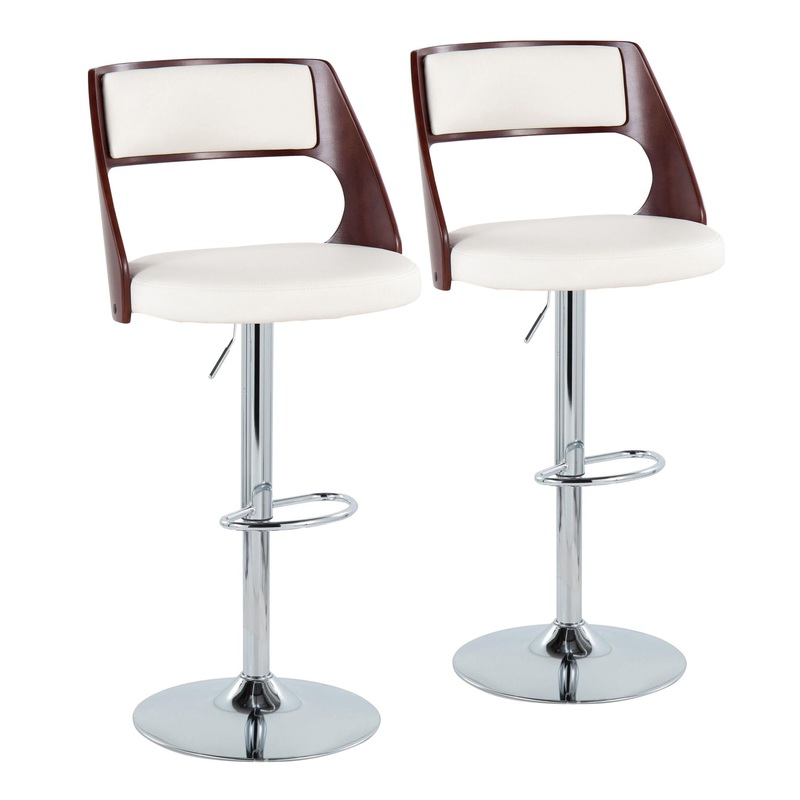 Cecina – Mid-Century Modern Adjustable Height Barstool Wth Swivel And Oval Footrest (Set of 2)