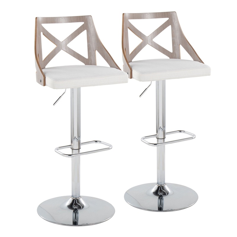 Charlotte – Farmhouse Adjustable Height Barstool With Swivel Rounded Rectangle Footrest (Set of 2)