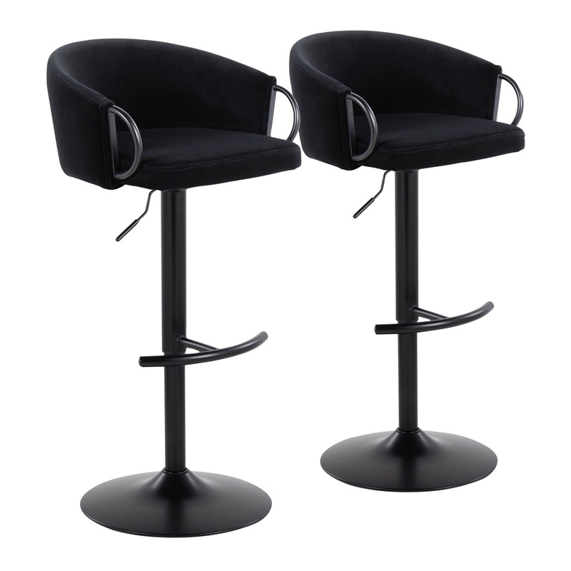 Claire – Contemporary Adjustable Barstool With Swivel With Rounded T Footrest (Set of 2)