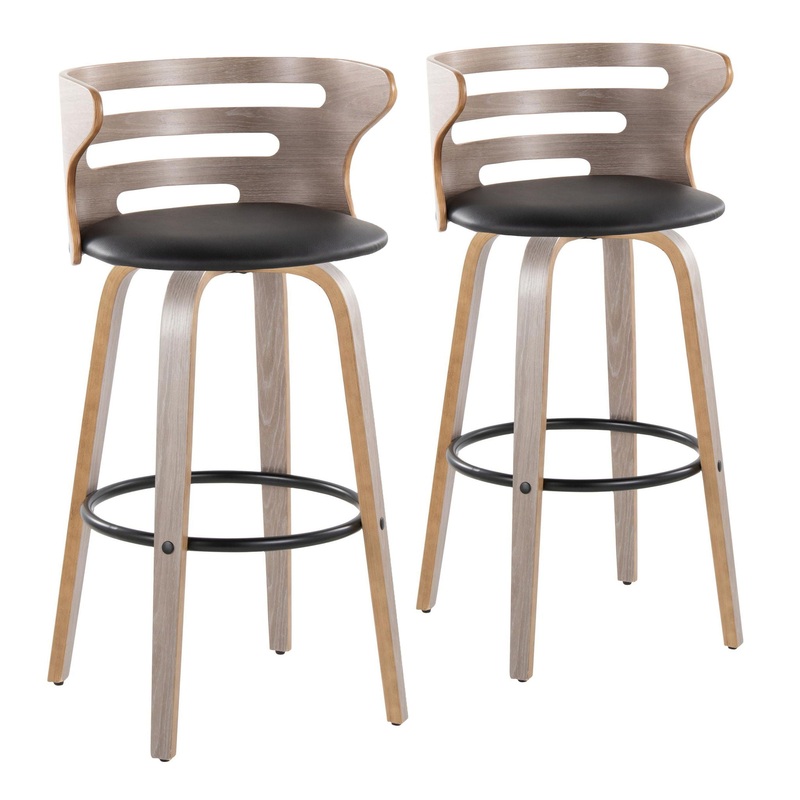 Cosini – Mid Century Modern Fixed Height, Barstool & Swivel And Round Footrest (Set of 2)