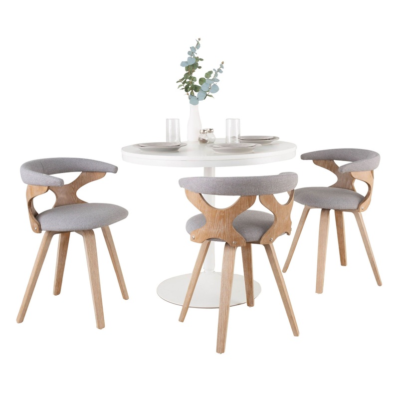 Dakota Gardenia – 4 Piece Contemporary Dining Set – Whitewashed / Gray