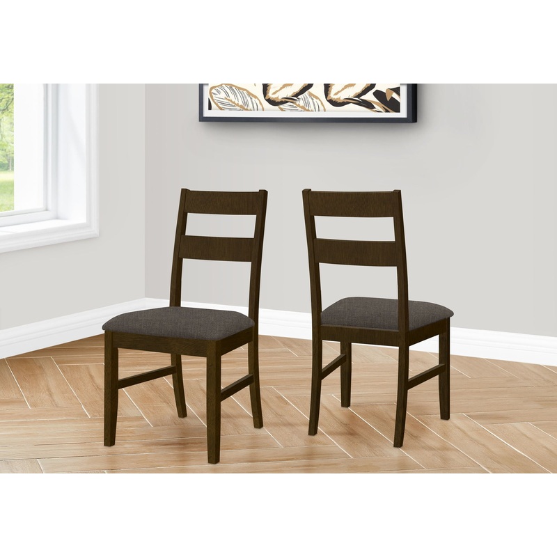 Dining Chair, Upholstered, Side, Dining Room, Transitional (Set of 2) – Brown