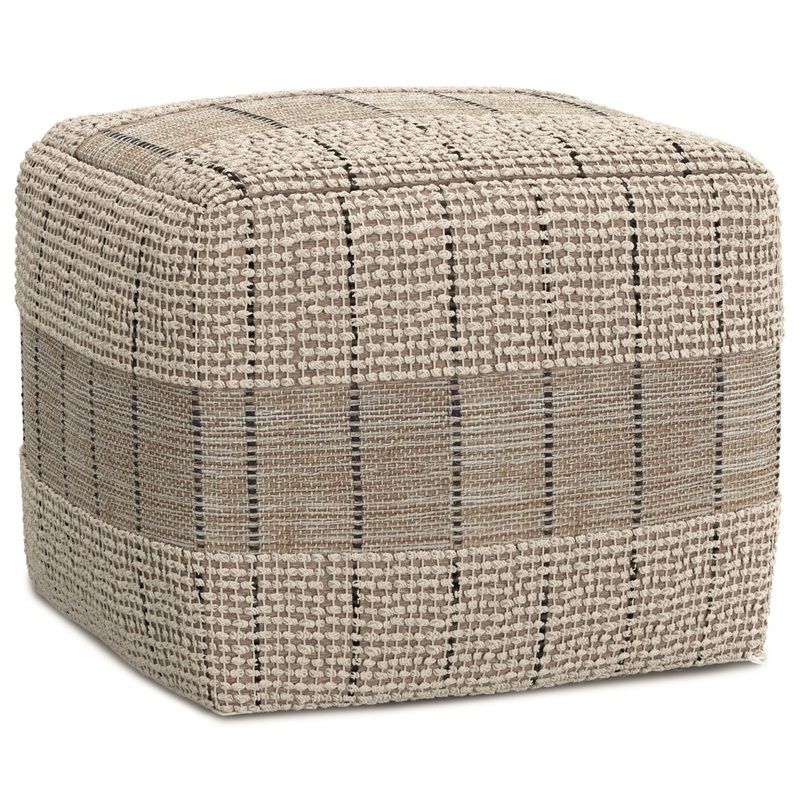Elmer – Square Woven Pouf – Natural / Gray