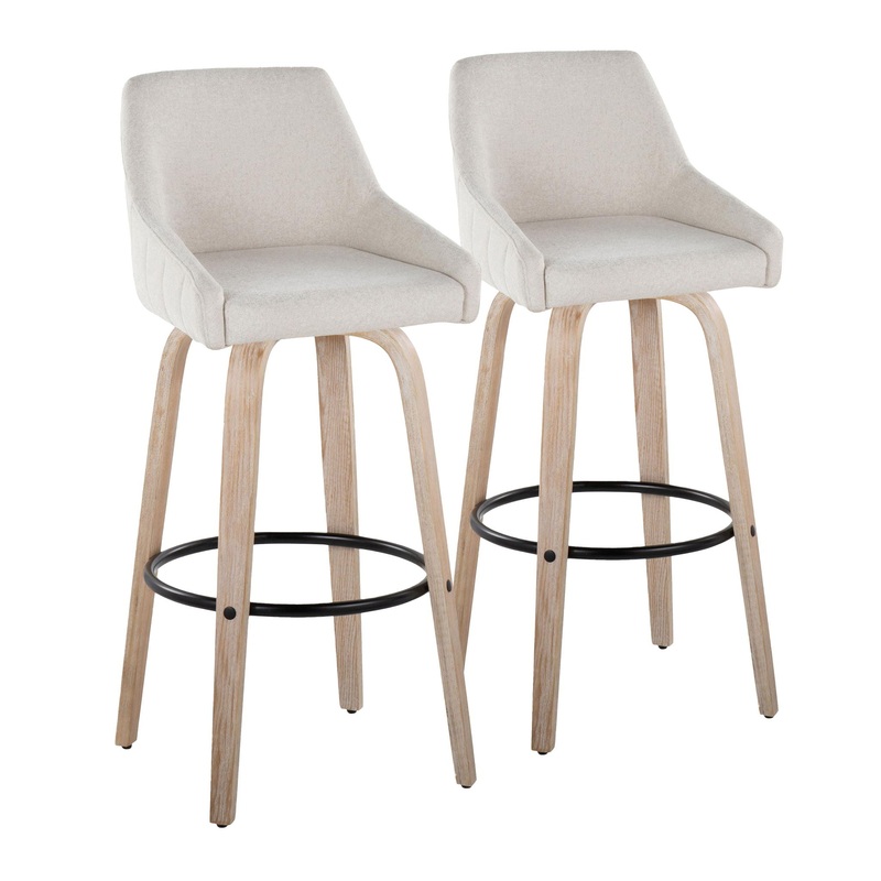 Hannah – Transitional Fixed Height Barstool With Swivel With Round Footrest (Set of 2)
