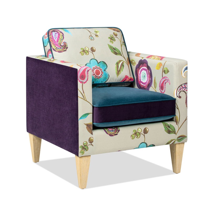 Mamba – Patchwork Accent Chair – Teal Blue Purple / Multicolored Floral