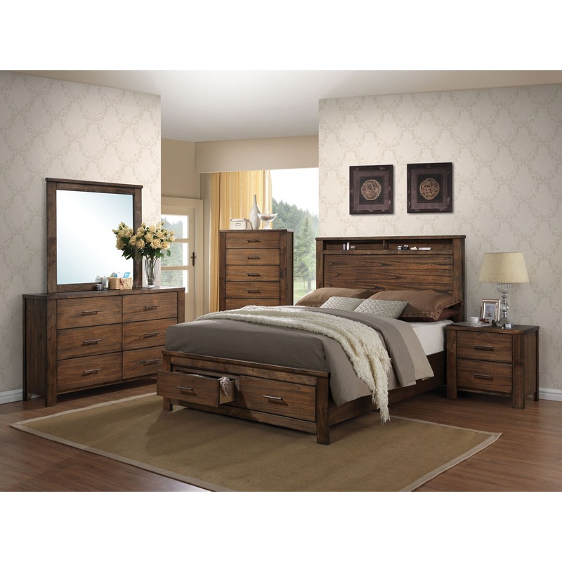 Merrilee – Eastern King Bed With Storage – Oak