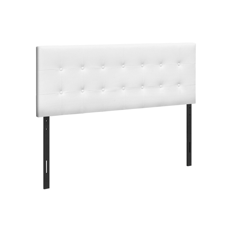 Queen Size Headboard Only Upholstered Leather Look – White