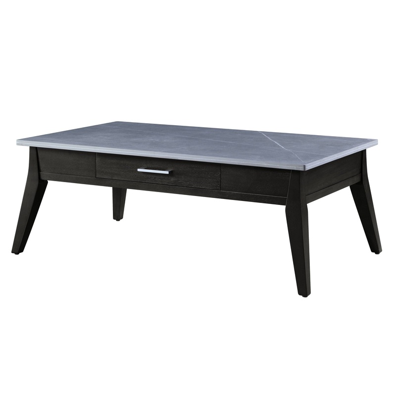 Zemocryss – Sintered Stone Top Coffee Table – Dark Brown / Gray