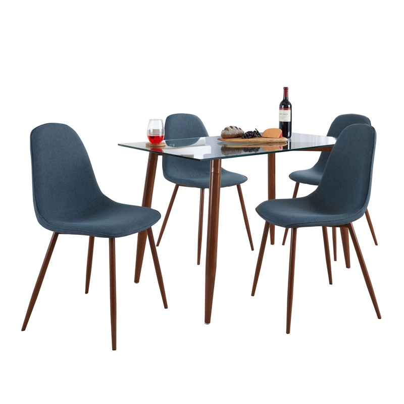 Clara Pebble – 5 Piece Mid-Century Modern Dining Set