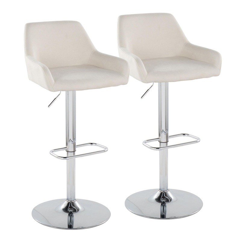Daniella – Contemporary Adjustable Barstool With Swivel With Rounded Rectangle Footrest (Set of 2)