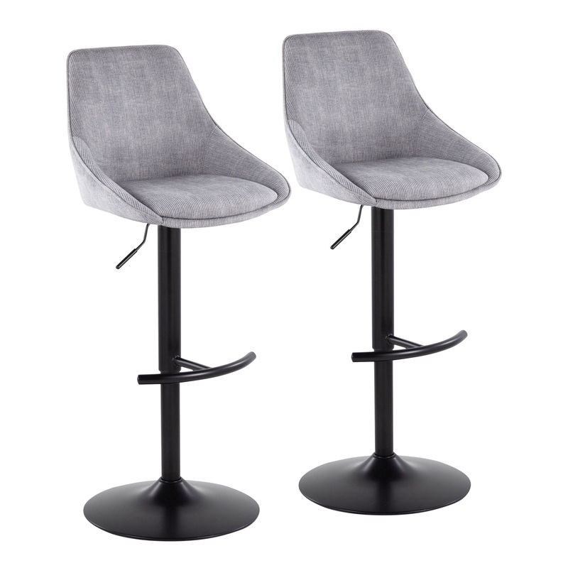 Diana – Contemporary Adjustable Barstool & Swivel With Rounded T Footrest (Set of 2)