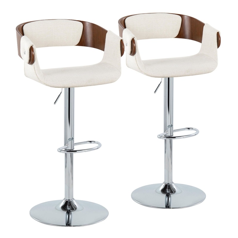 Elisa – Mid Century Modern Adjustable Barstool With Swivel With Oval Footrest (Set of 2)