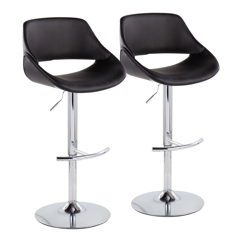 Fabrico – Contemporary Adjustable Bar Stool With Rounded T Footrest (Set of 2)