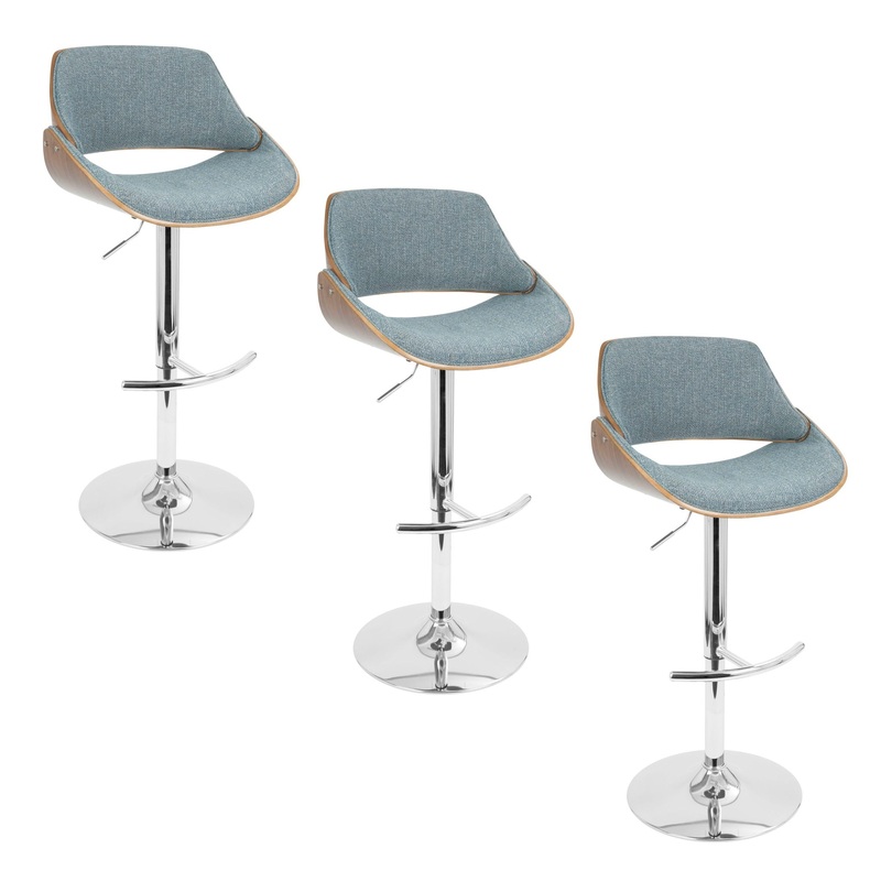 Fabrizzi – Mid Century Modern Adjustable Barstool With Swivel With Rounded T Footrest (Set of 3)