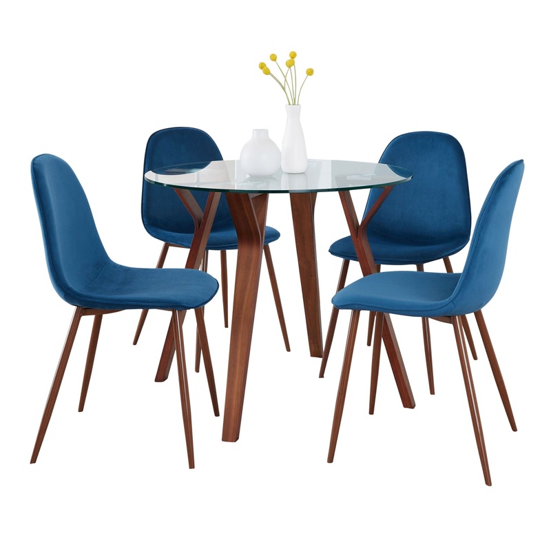 Folia – 5 Piece Round Pebble Mid Century Modern Dining Set