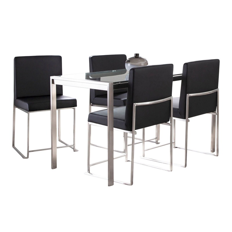 Fuji – High Back Contemporary Dining Set, Glass 5 Piece
