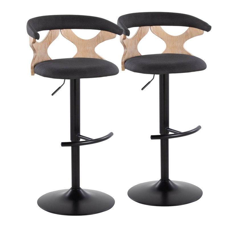 Gardenia – Contemporary Adjustable Barstool & Swivel With Rounded T Footrest (Set of 2)