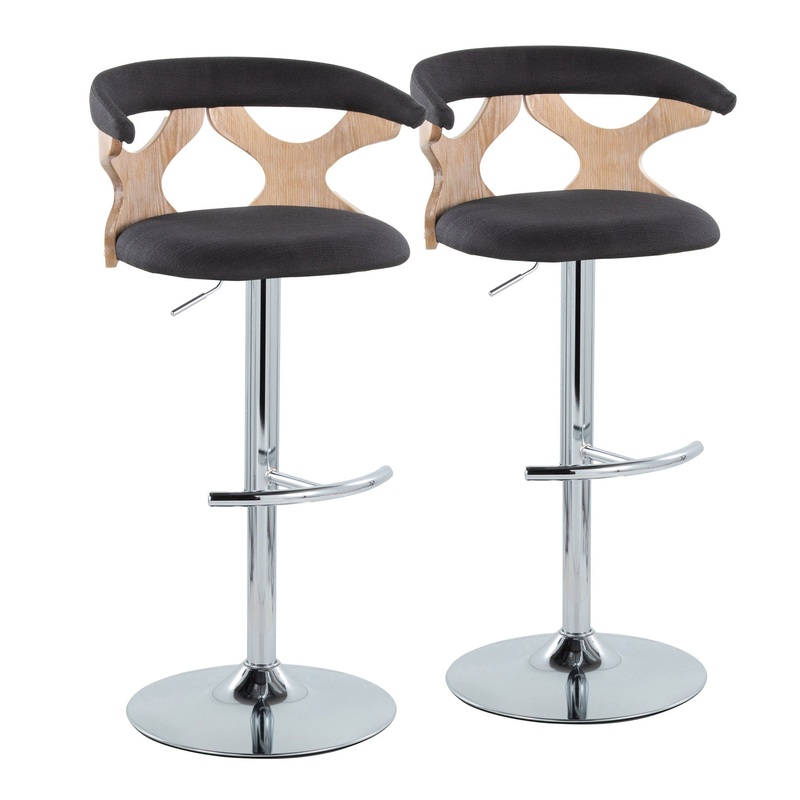 Gardenia – Contemporary Adjustable Barstool With Swivel / Rounded T Footrest (Set of 2)