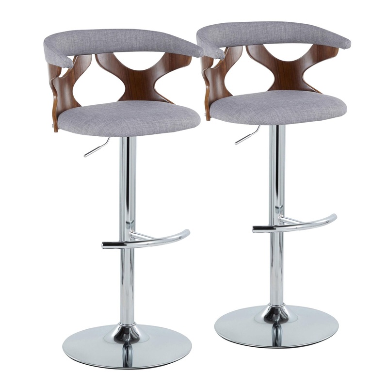 Gardenia – Mid Century Modern Adjustable Barstool With Swivel With Rounded T Footrest (Set of 2)