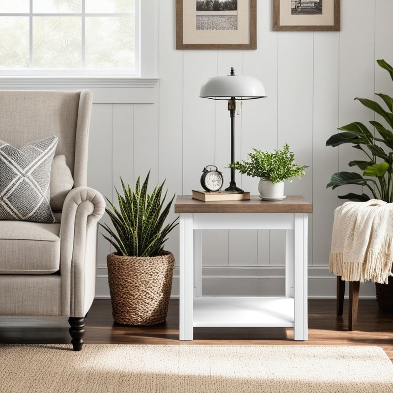 Hampton – Side Table – Jasmine Whitewash / Barnwood