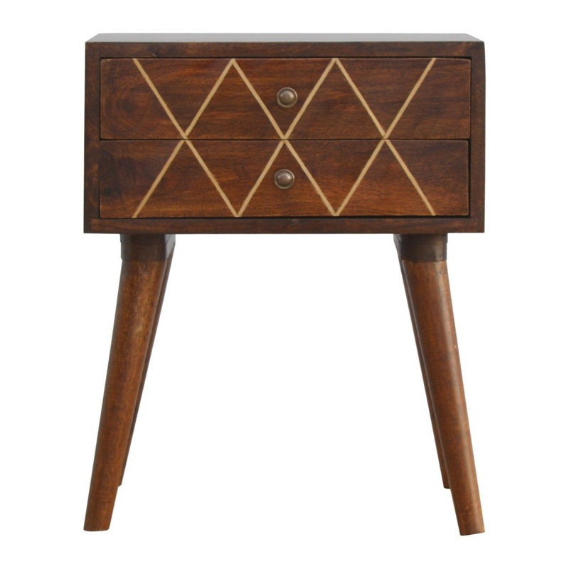Inlay – Geo Brass Bedside Table – Chestnut
