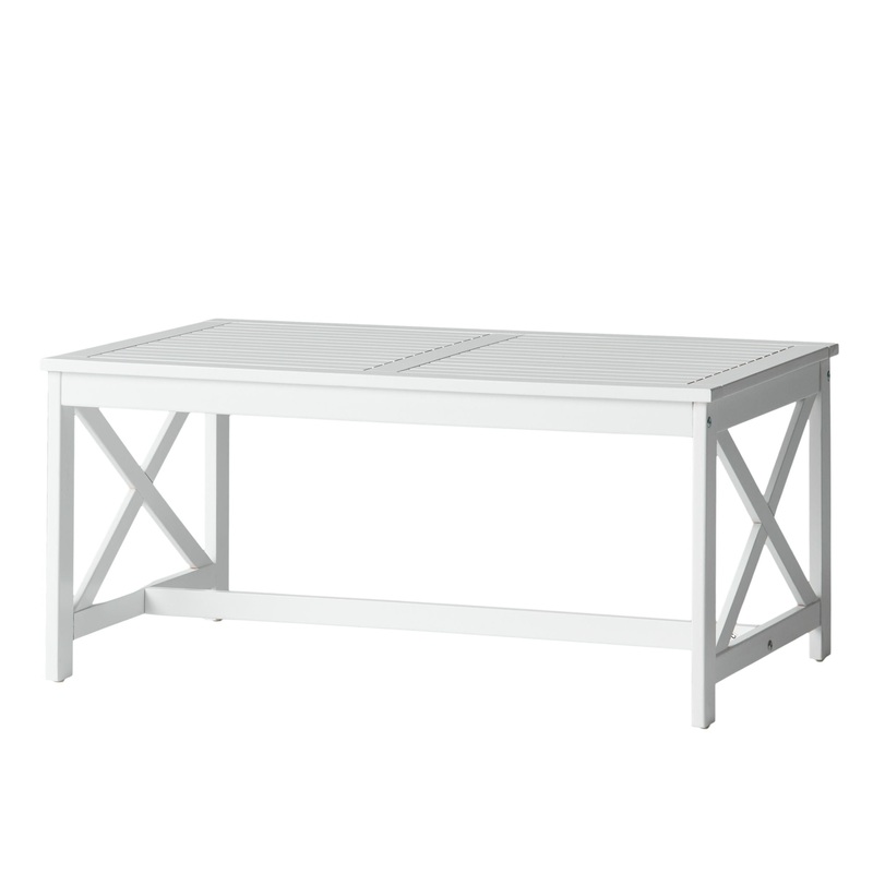 Outdoor Rectangular Acacia Wood Coffee Table – White
