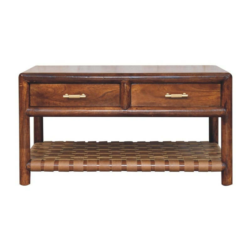 Regency – Woven Console Table With 2 Drawers – Brown