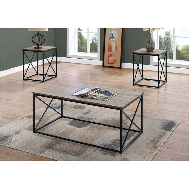 3 Pieces Table Set, Coffee, End, Side, Accent – Brown / Black