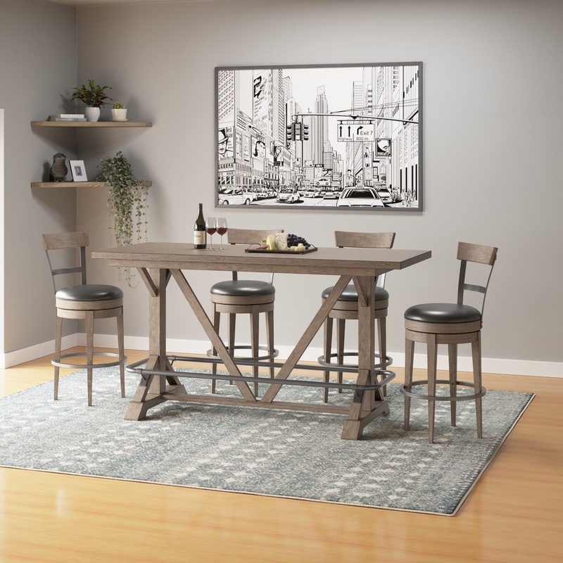 Benti – Bar Height Trestle Table – Brown