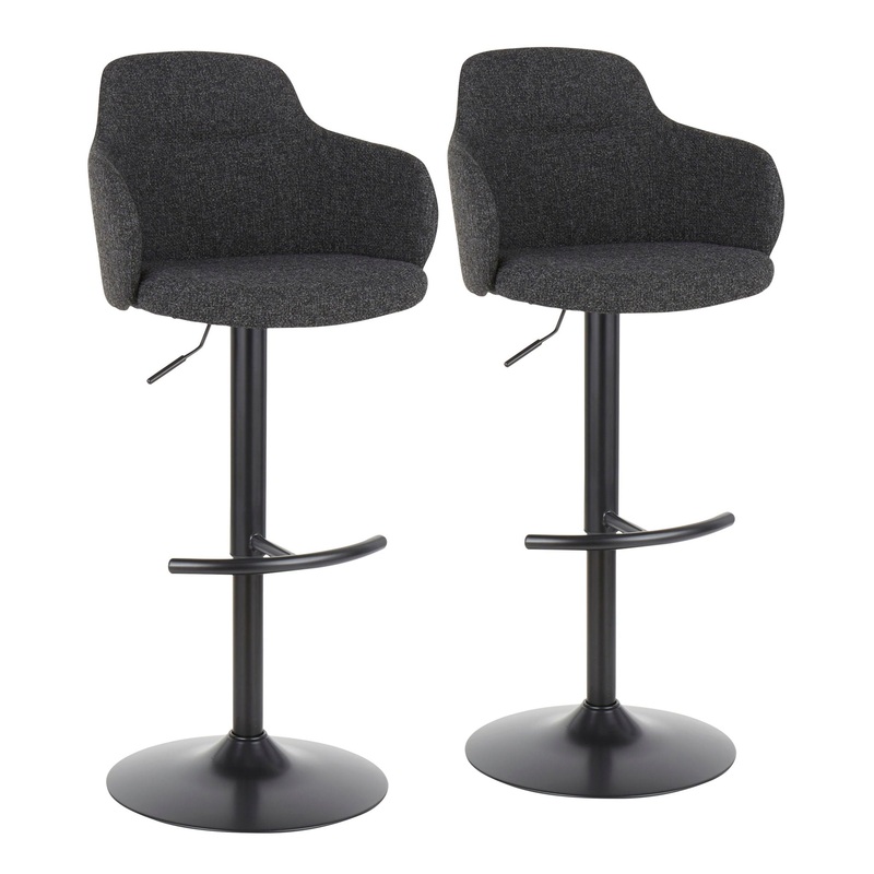 Boyne – Industrial Adjustable Barstool With Swivel (Set of 2) – Black / Dark Gray