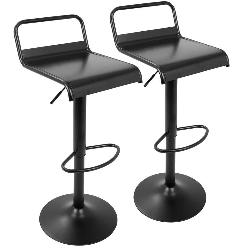 Emery – Industrial Adjustable Barstool With Swivel (Set of 2) – Black