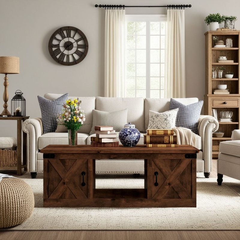 Farmhouse – 48 Coffee Table|Dark Brown|Light Brown