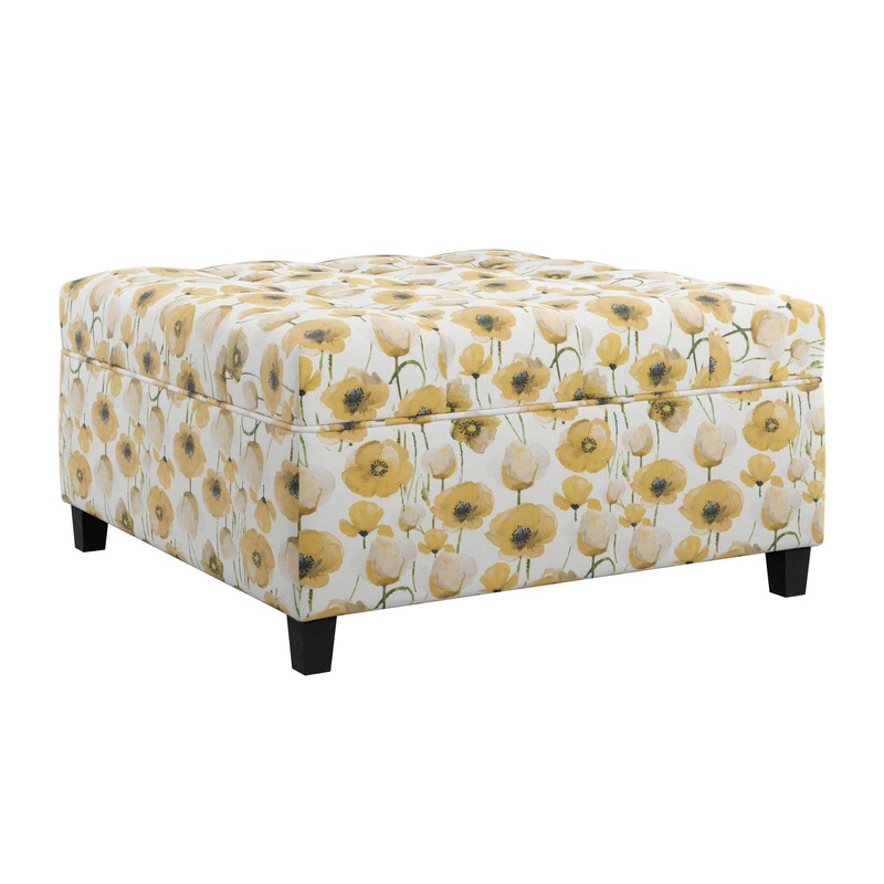 Foria – Floral Storage Ottoman – Yellow