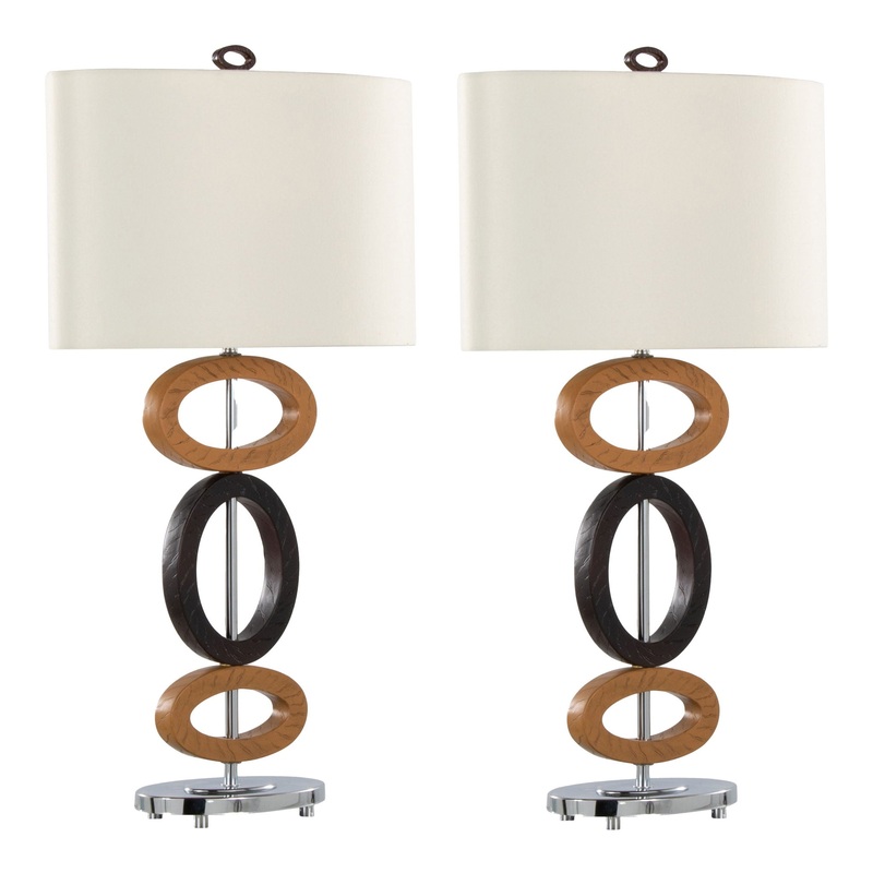 Hoops – Table Lamp (Set of 2) – Cedar / Bronze / White