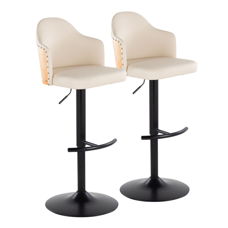 Ahoy – Contemporary Adjustable Barstool, Swivel With Rounded T Footrest (Set of 2)