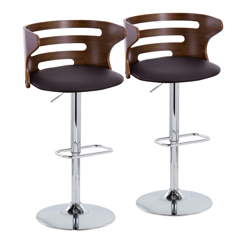 Cosi – Mid Century Modern Adjustable Barstool With Swivel With Rounded Rectangle Footrest (Set of 2)