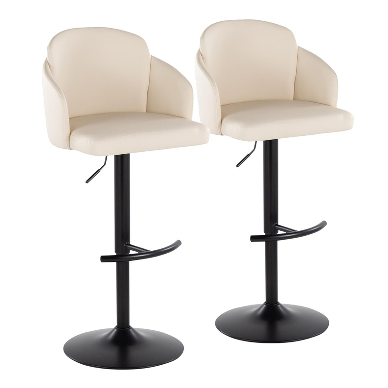Dahlia – Contemporary Adjustable Barstool With Swivel With Rounded T Footrest (Set of 2)
